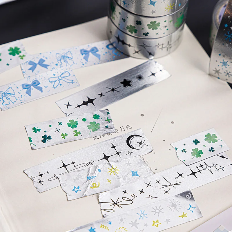 Mr. Paper 2Style 3Rolls/bag like the Milky Way shimmering series aluminum foil paper tape DIY handbook material background decor