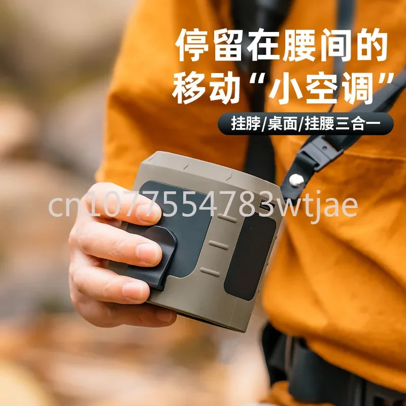 Hanging neck fan outdoor camping survival hanging neck USB power bank three in one fan with flashlight