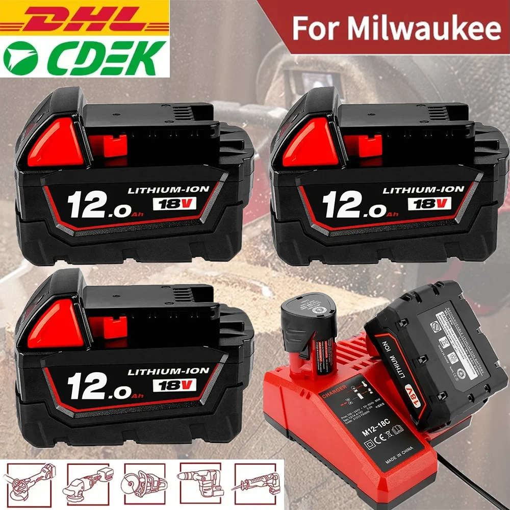 18V 12.0Ah Replacement for Milwaukee M18 XC Lithium Battery 48-11-1860 48-11-1850 48-11-1840 48-11-1820 Rechargeable Batteries