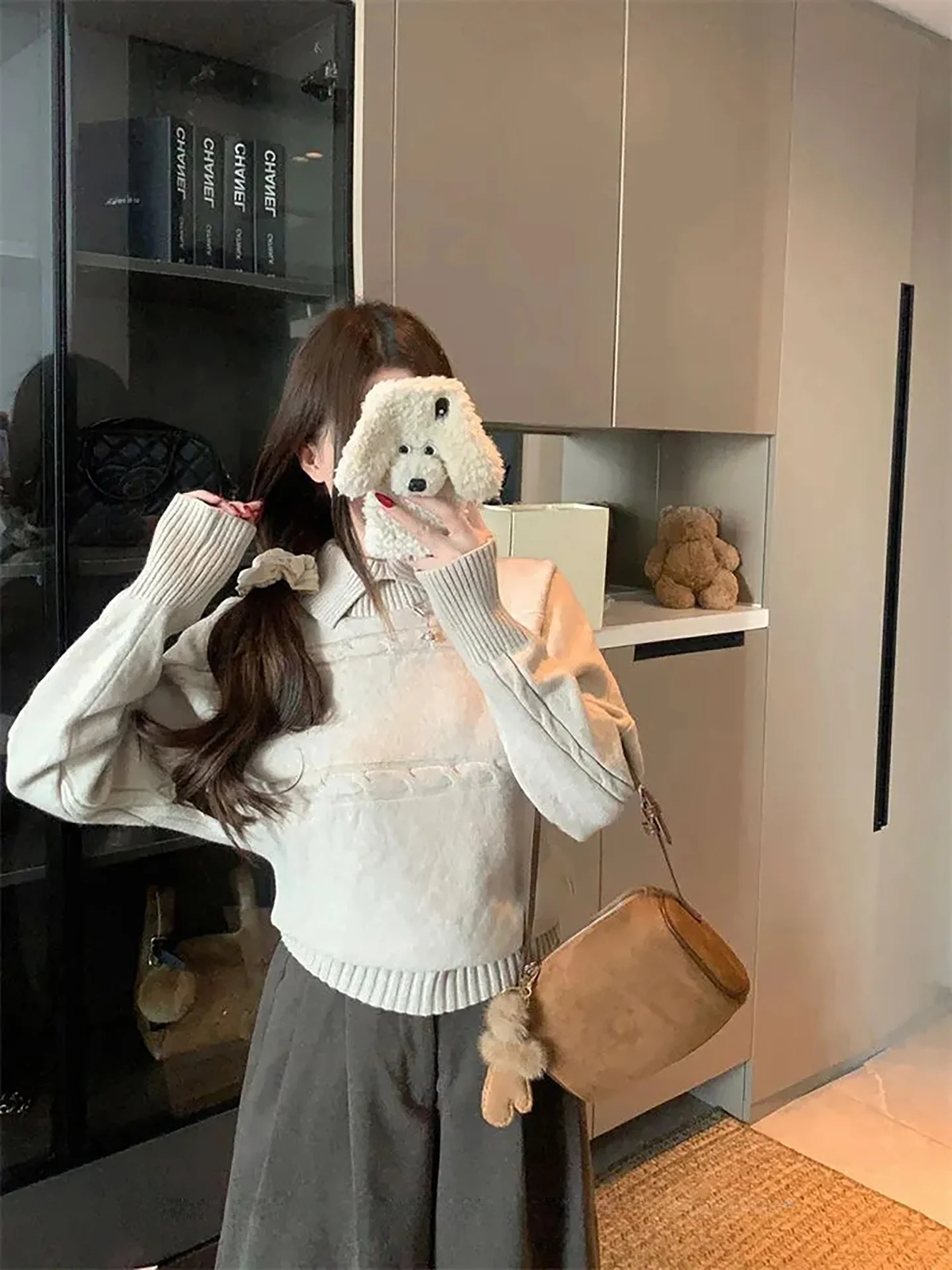 

Khaki Knitted Sweater Women's Spring New Sle Soft Warm Faion Commuting Casual Versatile Bot irt Korean Loose Fit