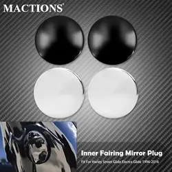 Motorcycle Black/Chrome Inner Fairing Mirror Plugs For Harley Touring Street Electra Glide Batwing 1996-2016 Tri Glide 2009-2014