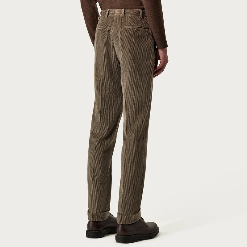 Pantalones clásicos de pana y algodón para hombre, pantalones marrones personalizados de estilo británico, primavera y otoño, novedad de 2024