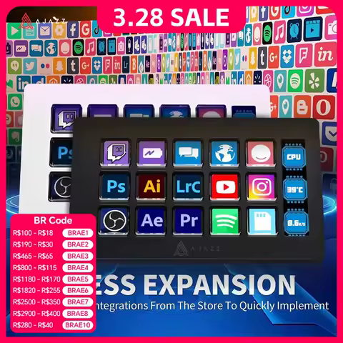 AJAZZ AKP153E Multifunctional Console Panel Desktop Assistente 15 Macro Keys Trigger Actions Custom Mini Keyboard