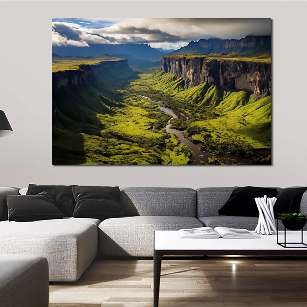 Real Photo Scenery of Mount Roraima in Venezuela Landscape Canvas Painting Print for Office Room Wall Decor