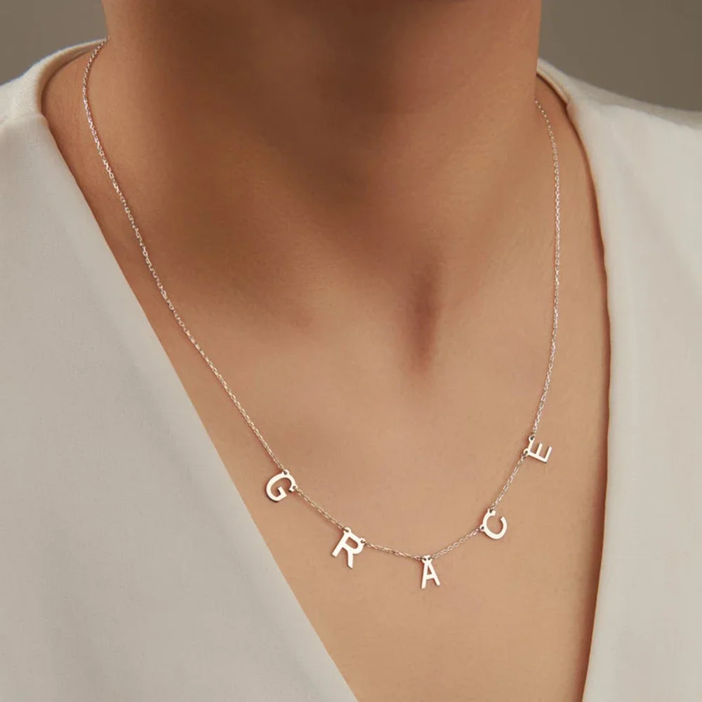 Personalized Custom Initial Letter Necklaces Customized Choker Necklace Women Stainless Steel Multiple Letters Necklace
