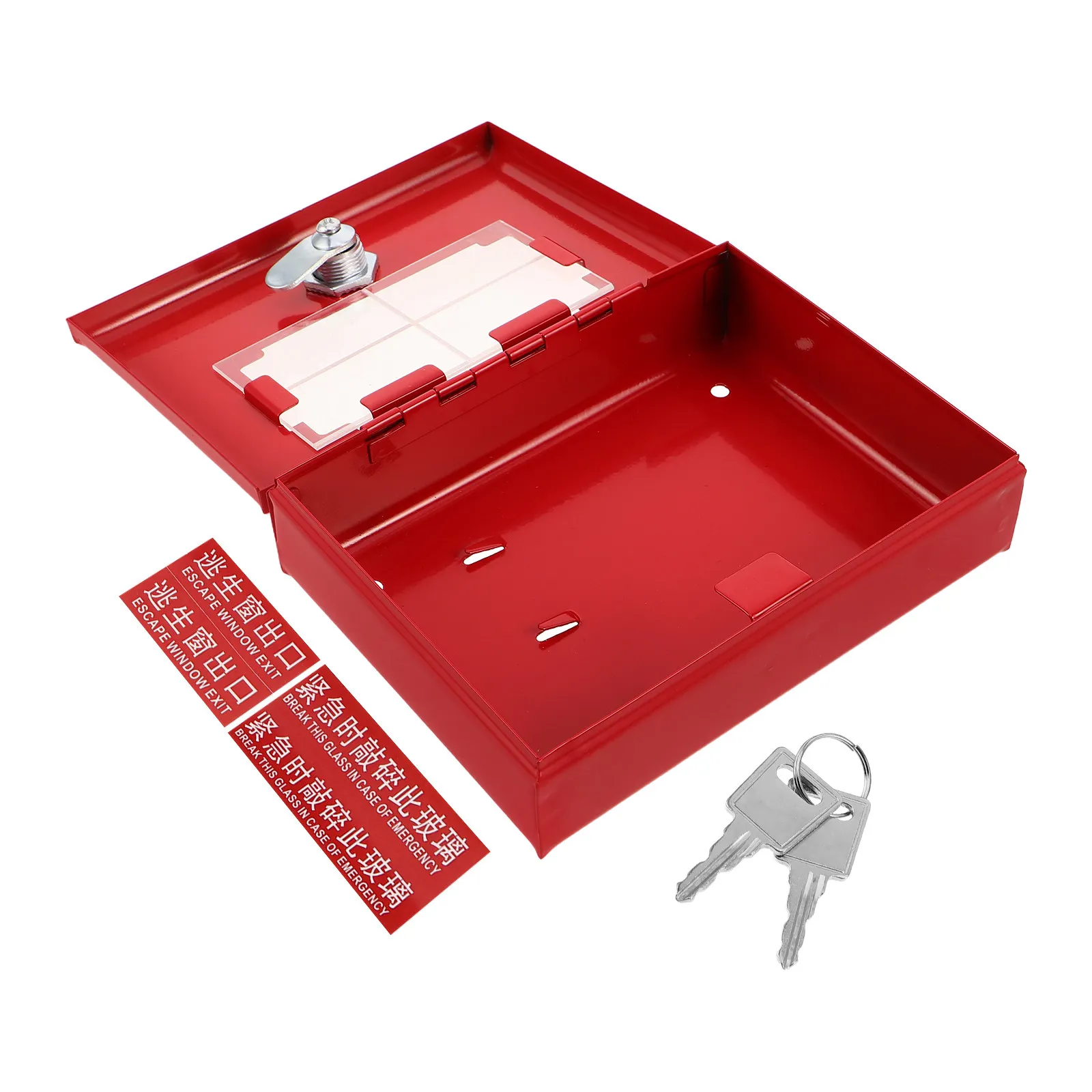 Metal Emergency Key Box Wall Mounted Breakable Glass Window Lock Box for Home Gate Office Storage
