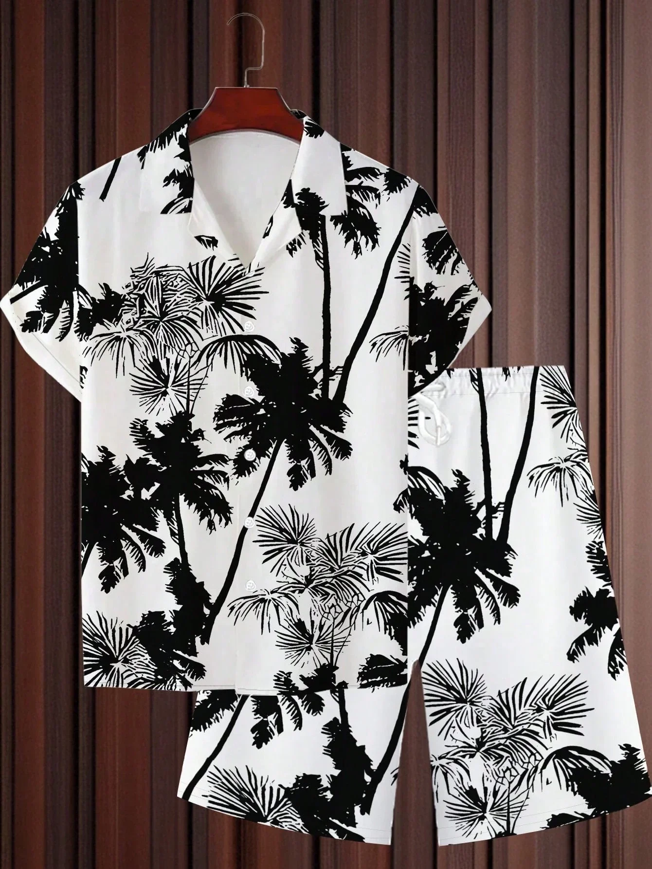 

Men's Casual Palm Tree Print Short Sleeve Shirt And Shorts Set Summer