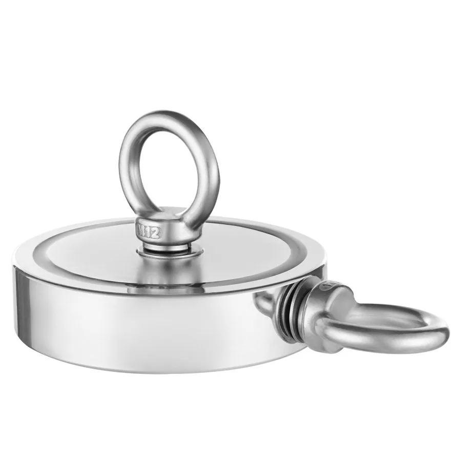 

2000 LBS Strong Fishing Magnet Kit Double Sided Pull Force and Rope Carabiner