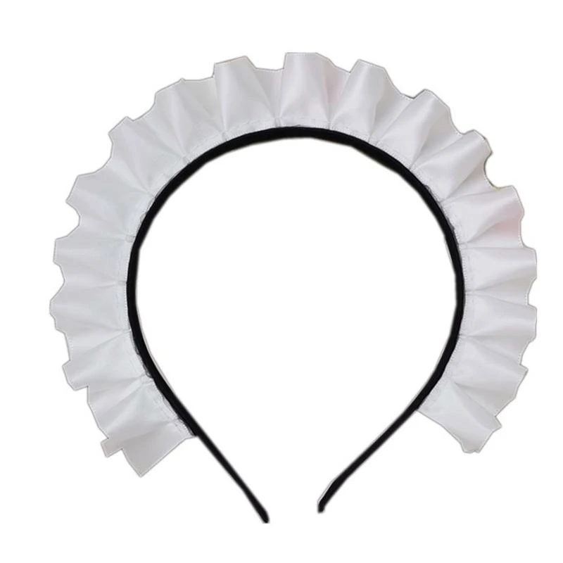 White Headbands for Women Wide Ruffle Hairband Funny Maid Headwear Gothic Headwear Roleplay Party Costume