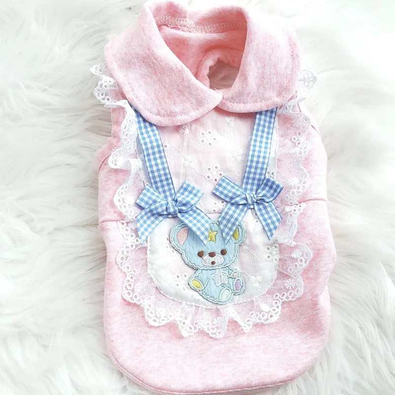 Luxury Plaid Vest Hoodies for Small Dogs Pink Blue Lapel Short Sleeve Elegant Dog Clothes Puppy Cat Shirt Chihuahua Clothing XL
