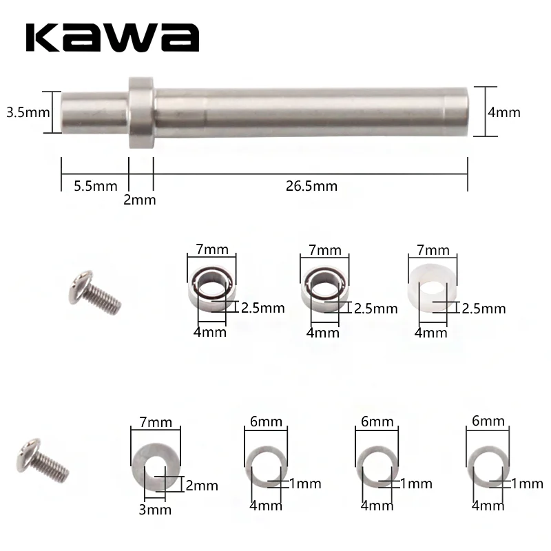 Kawa 1pc Fishing Reel Handle Shaft Install Knob Accessory Include ( 2pcs Bearings) And Washers Fishing Reel Rocker Parts For DIY