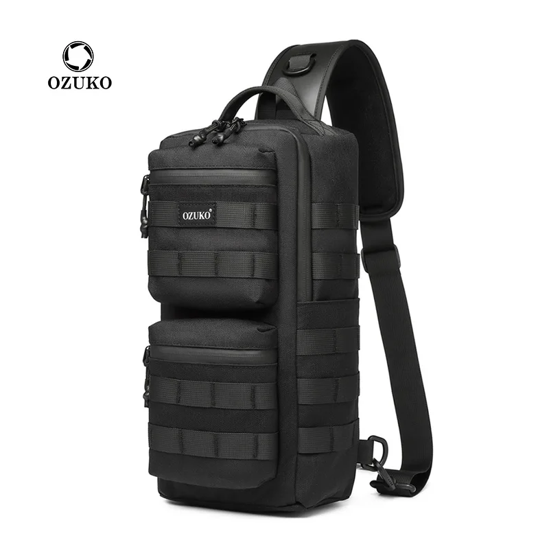 Oxford Fabric men's tactical durable chest bag, cycling mountaineering multi-functional waterproof crossbody bag, large capacity