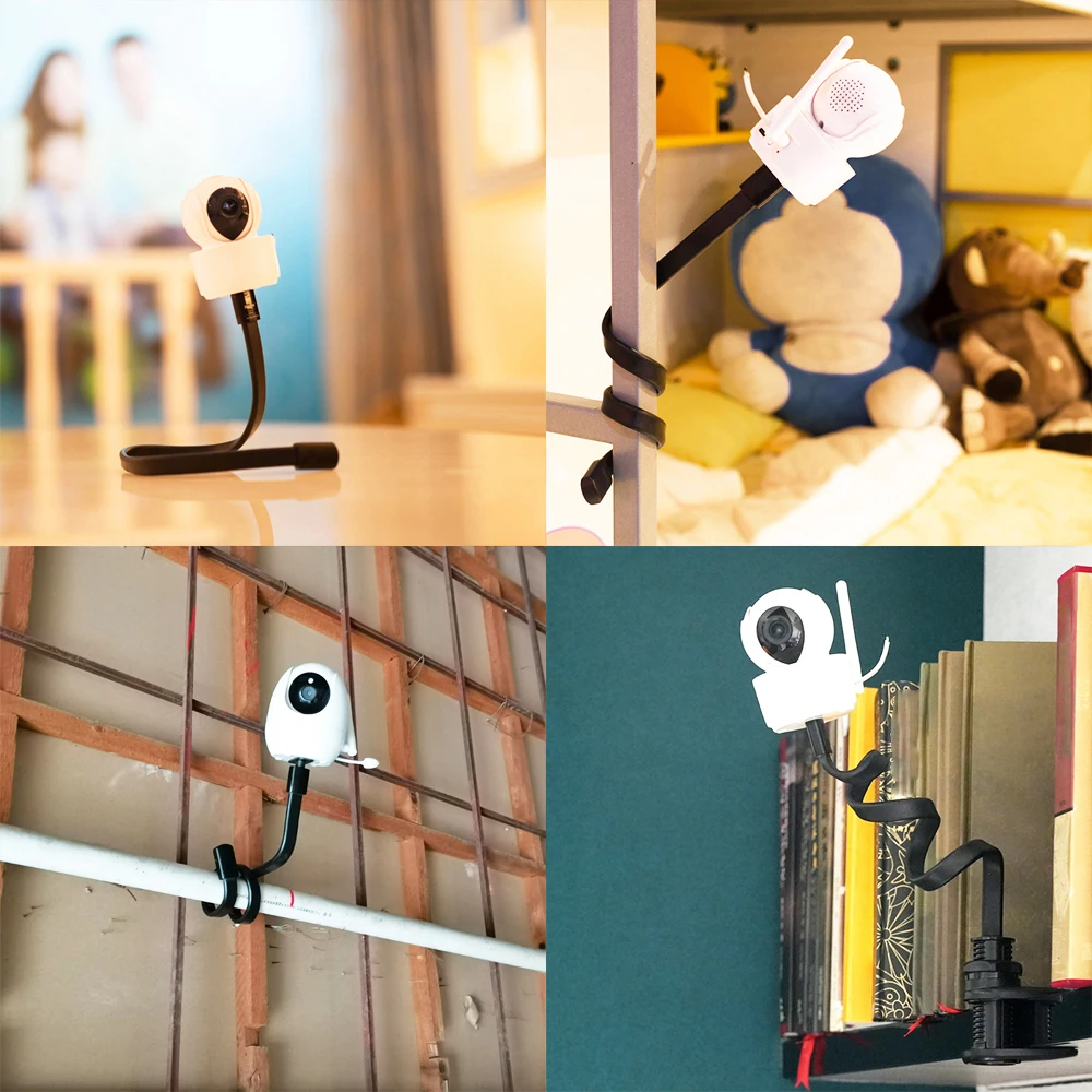 Suporte Universal Baby Monitor, Thread Gooseneck, Camera Stand, Silicone, Suporte Ajustável para Cradle Rod