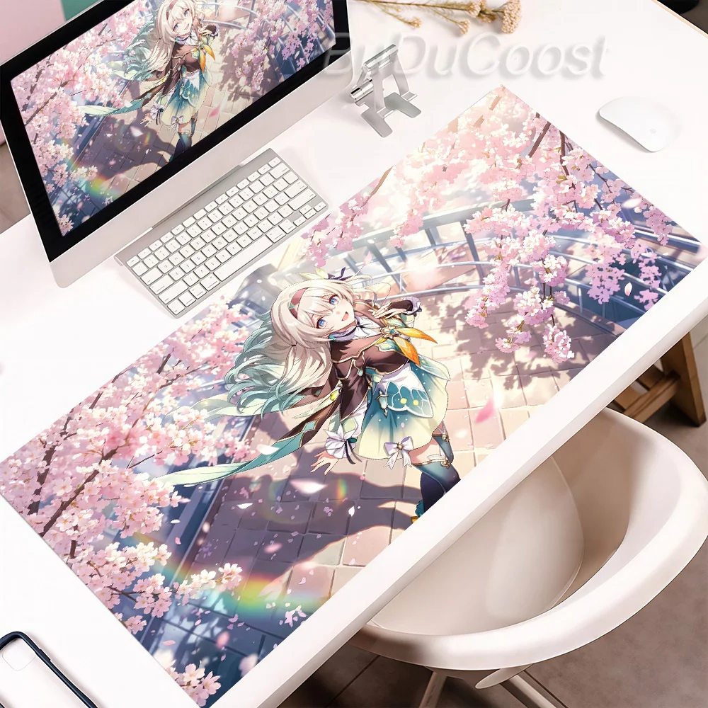 Gaming Honkai Star Rail Firefly Mouse Pad Extended Lock Edge Rubber Desk Gadgets Mouse Gaming Desk Mat Pad Office Accessories