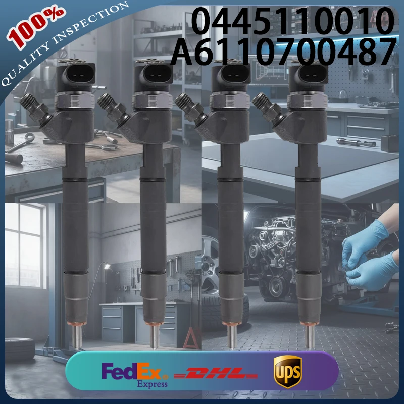 

4pcs 0445110010 High Quality Common Rail Diesel Injector A6110700487 for Mercedes-Benz C200 C220 E200 E220 V200 Diesel Engine
