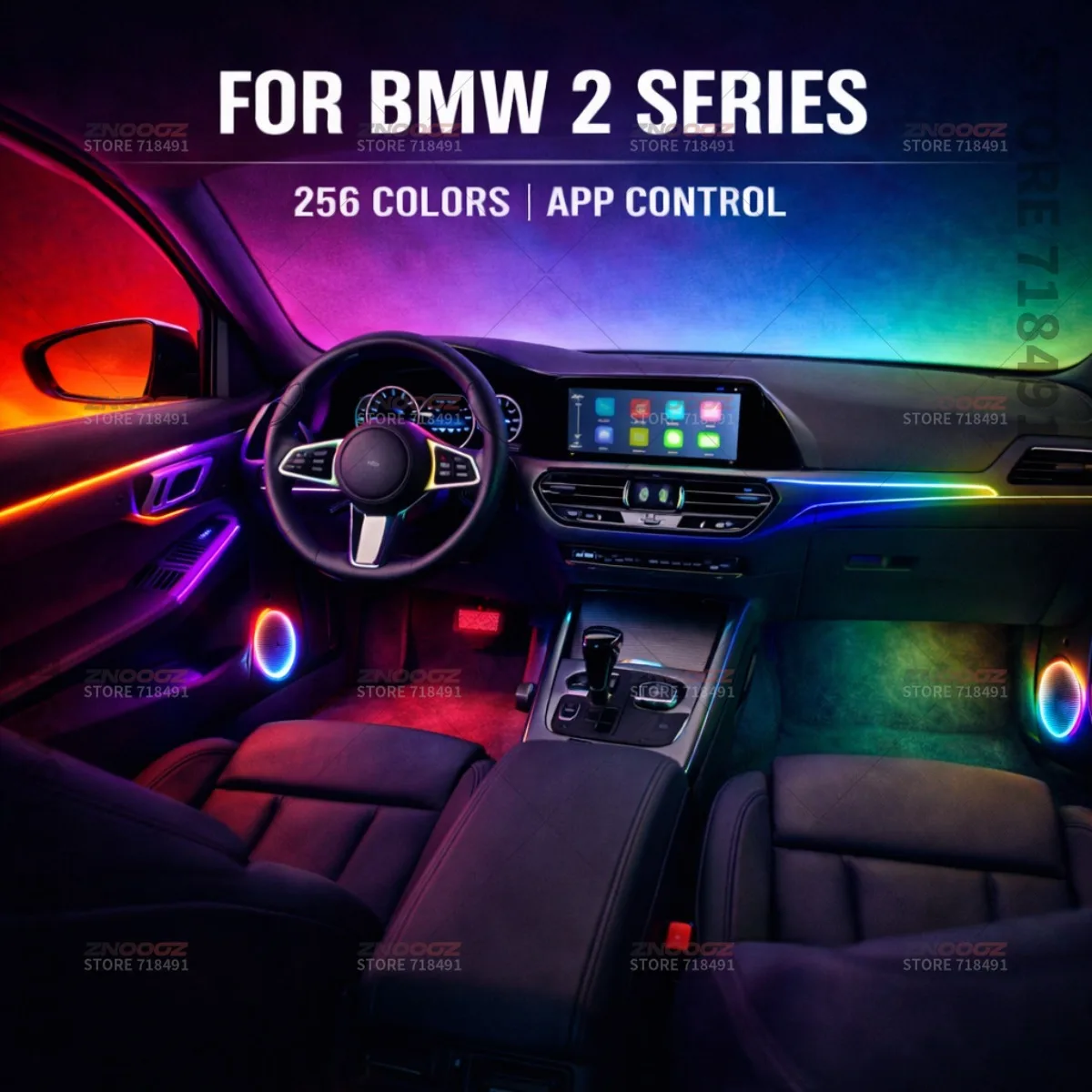 

22in1 RGB Car Interior Acrylic Car Ambient Lights RGB Hidden Acrylic Strip Decoration Atmosphere Accessories For BMW 2 Series