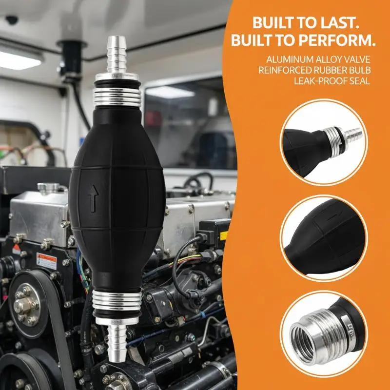 

6mm 8mm 10mm 12mm Manual Fuel Pump Black Rubber Aluminum Hand Oil Petrol Liquid Transfer Pump