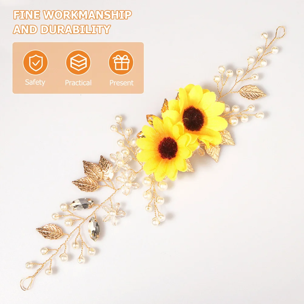 Sun Flower Headband Hair Accessories Flowers Headpiece Makeup for Women Clothing Bridal