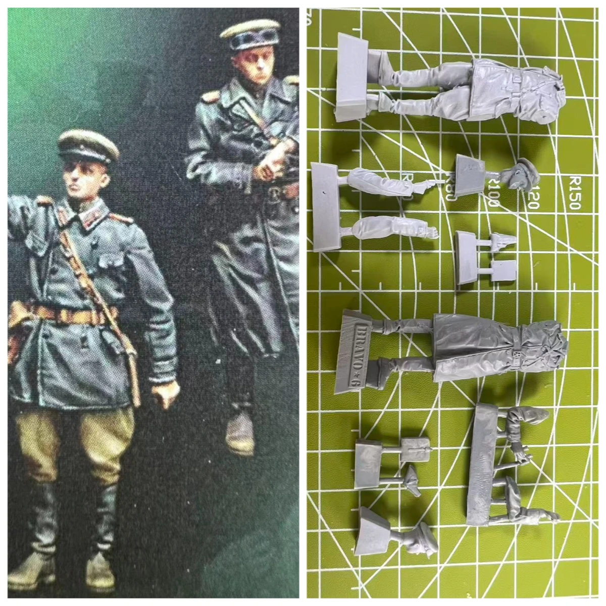 1: 35 Die-casting Resin Model, Military Commander with 2 People Observing The Status, Model Scene Layout, Unpainted Status