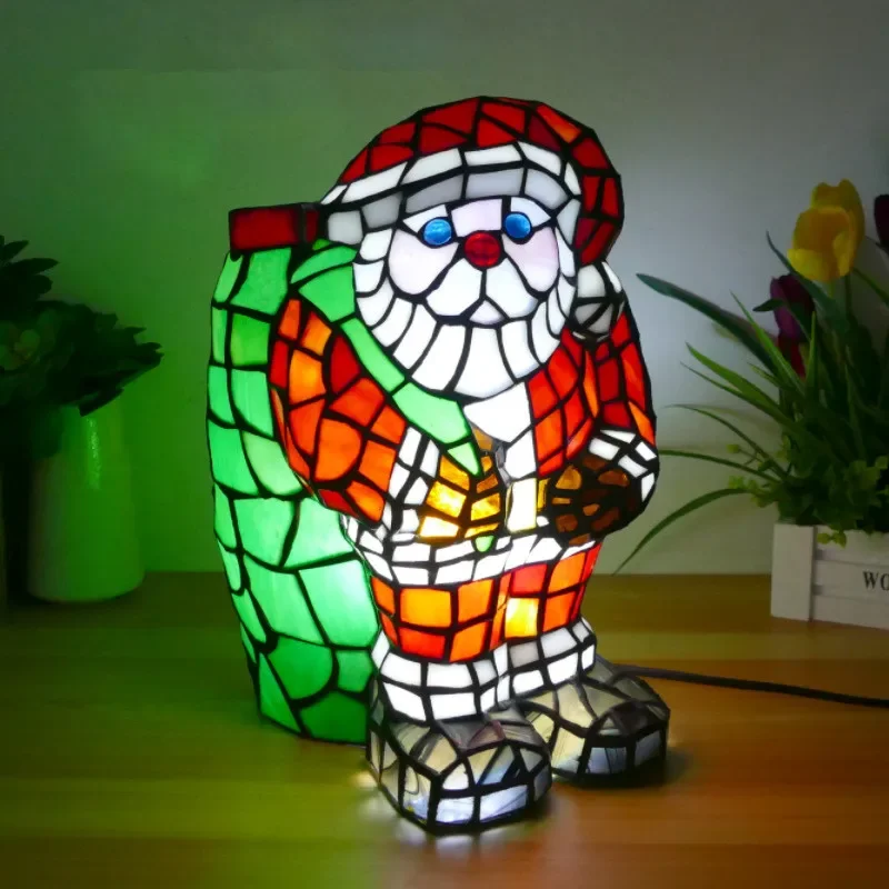 SOURA  Tiffany Animal Table Lamp Art Living Room Bedroom Children's room Homestay Stained Glass Decoration Desk Lamp