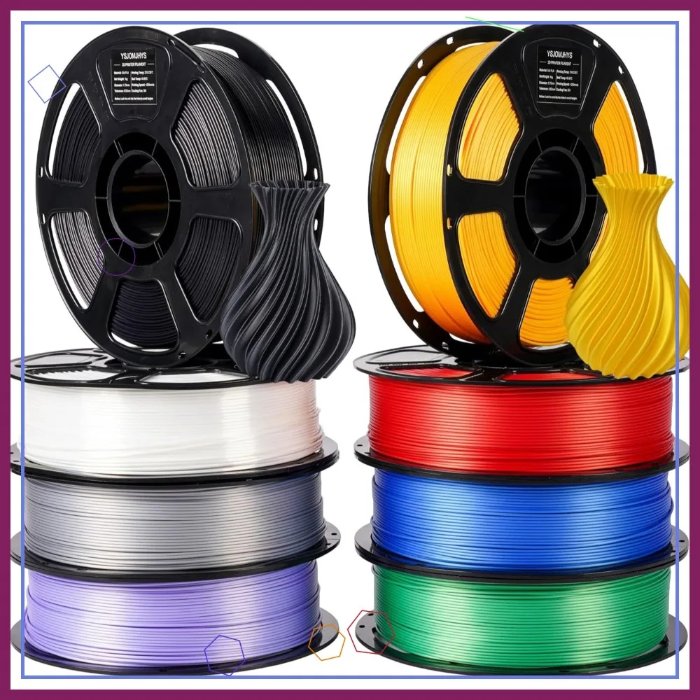 

Silk PLA Filament 1.75mm Bundle 8x1KG Shiny 3D Printer Filament Pack Accuracy +/- 0.02mm