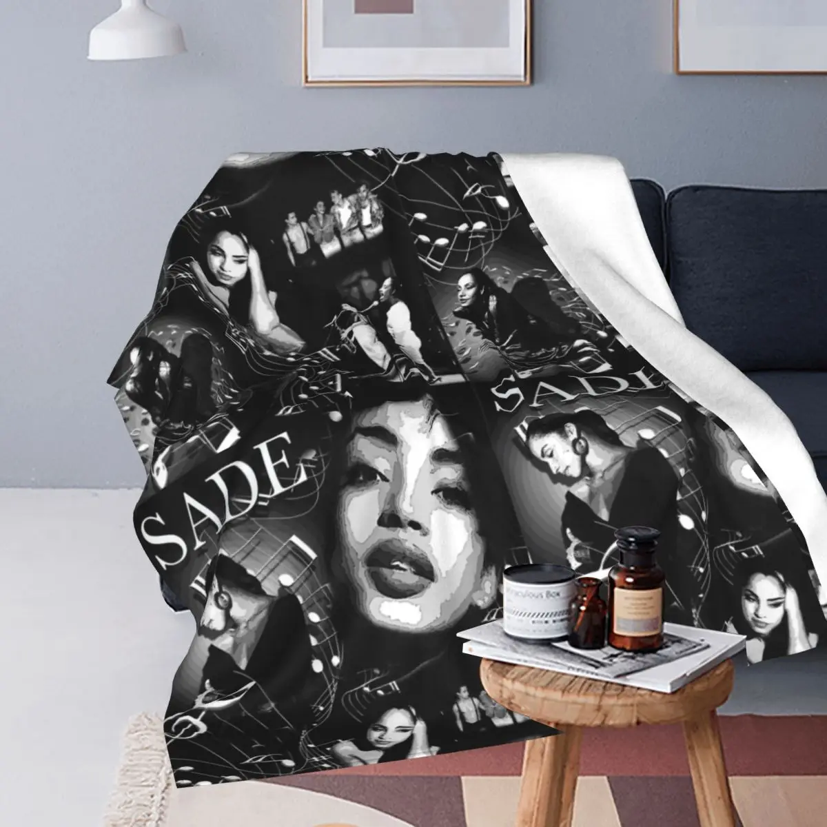 S-Sade Adu Collage Flannel Throw Blankets Blanket for Sofa Bedroom Super Warm Bed Rug