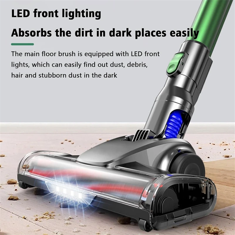 Cordless Stick Vacuum Cleaner with LED Light Foldable Handheld Vacuum Cleaner for Hard Floor Corner Window Shade Carpet Cleaning