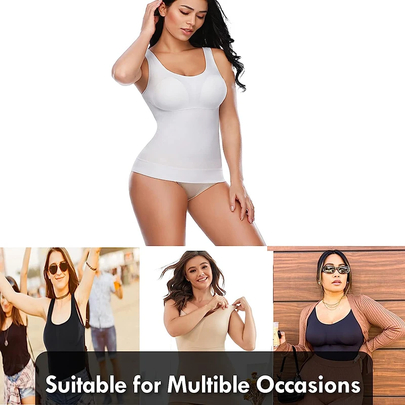 New Women Shapewear Tummy Control Tank Top Slimming Camisole Compression Vest With Removable Padded Bra Body Shaper Plus Size