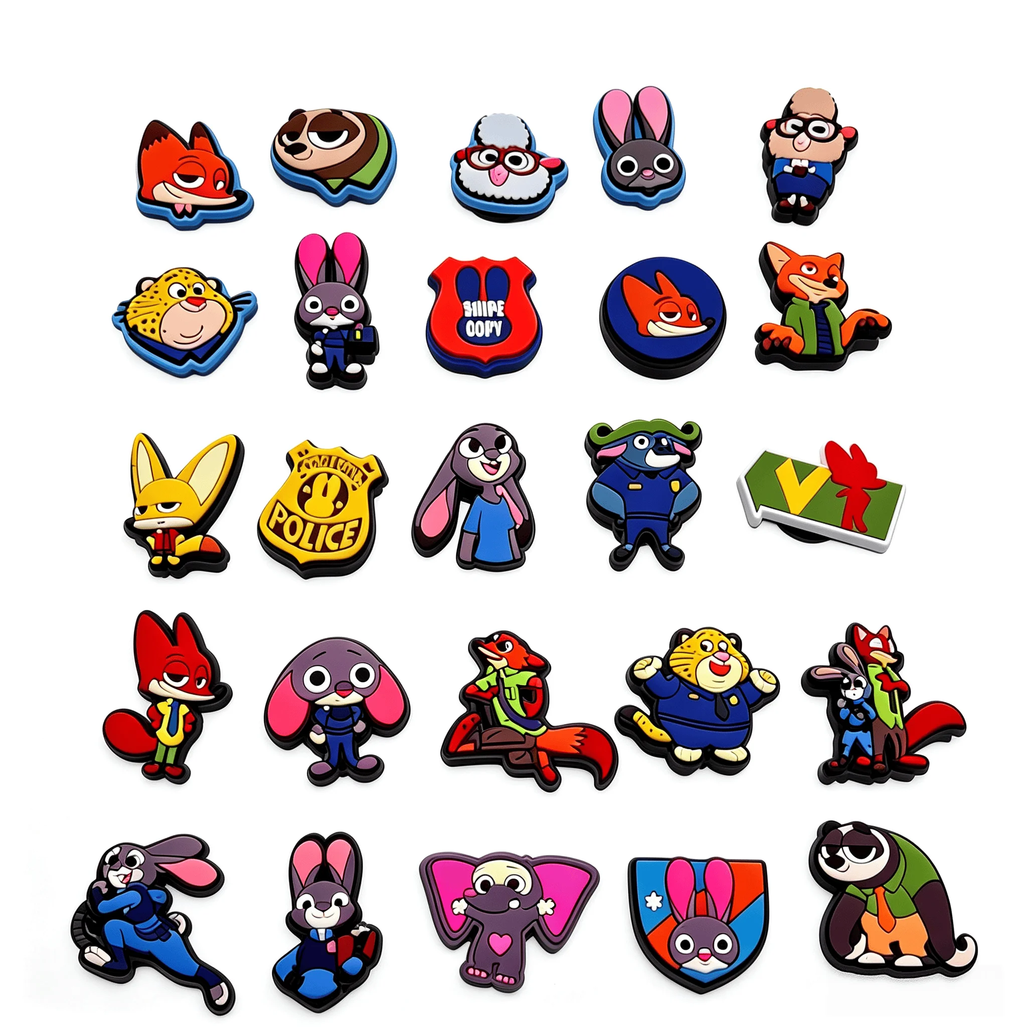 5/100PCS Masuca Cartoon Animals Judy Hopps PVC Shoe Charms Accessories Kid Popular Sandals Buckle Decorations Fit Birthday Gifts