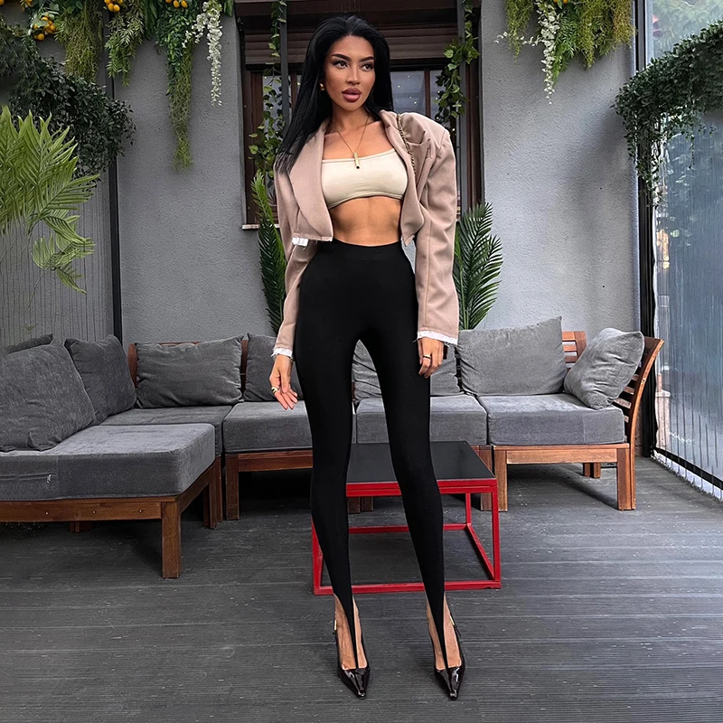 CUTENOVA المرأة خريف/شتاء وصول جديد بلون مثير سليم صالح بسيط مغطاة إصبع Bodycon سراويل تقليدية طويلة هوتي الشارع