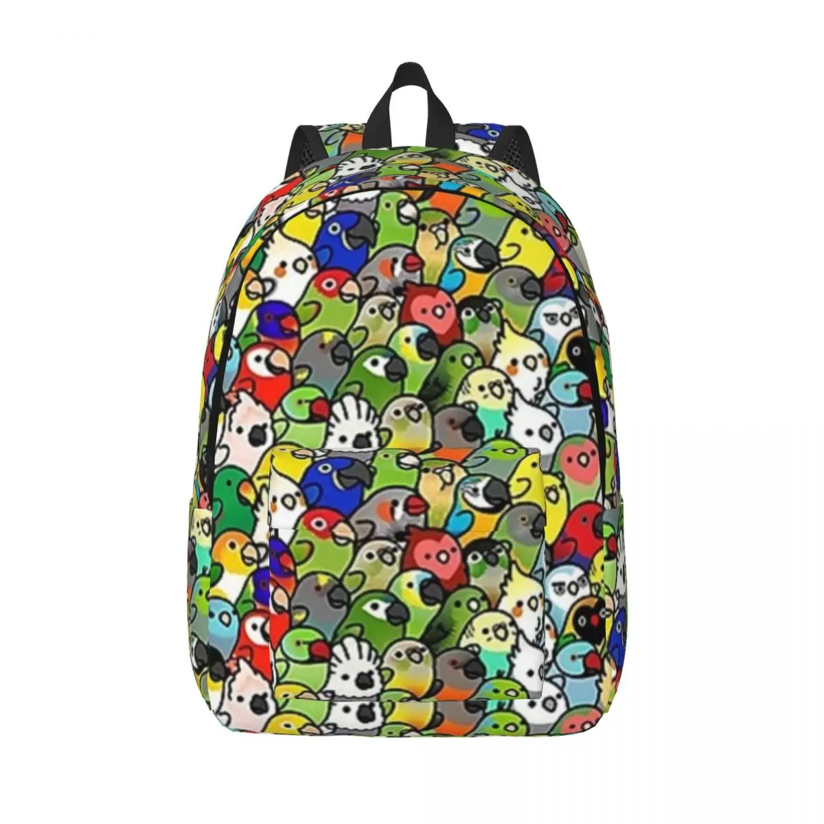 Parrot Meme Canvas Backpacks Cute Birds Print Unique Bag Elementary School Backpack Lightweight Bags