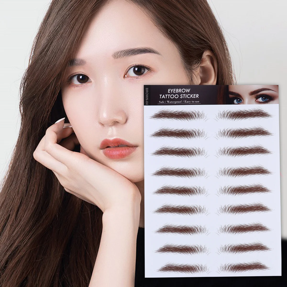 

4Pcs Eyebrow Transfer Stickers 6D Hair-Like False Eyebrows Reusable Waterproof Non-Irritating Suitable for Female All Day Wear