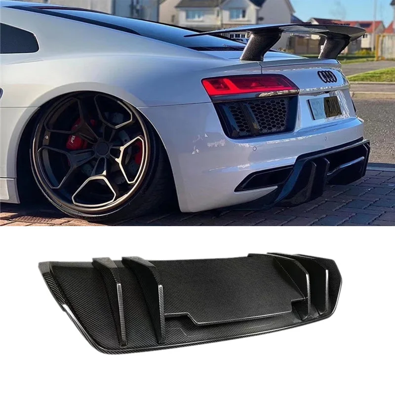 Black Spoiler Wing For 2010-2017 AUDI R8 V8 Rear Bumper Diffuser Trunk Trim Affix Stick Car Accessories