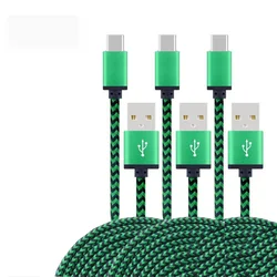 2.4A Fast Charging Battery Charger USB Type C Cable Wire Woven Nylon Data Cable Mobile Phone Charger For Huawei Samsung USB C