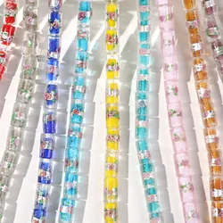 5pcs New 16X9mm Cylindrical Glaze Beads Hand-Painted Flower Pattern Lampwork Glass beads for Making DIY Bracelet Earrings Jewel