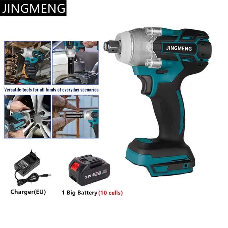 Chave de Impacto Elétrica Cordless, Brushless Broca Mão, Soquete Ferramenta Elétrica para Makita, Bateria 21V