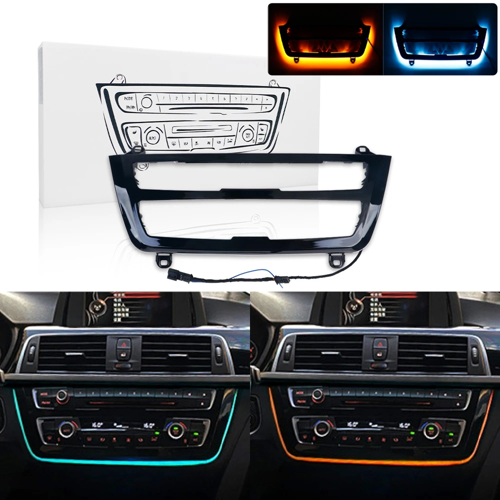 For BMW 3 Series 4 Series F30 F35 2 Color Center Console AC Panel Ambient Lights Radio Trim LED Dashboard Light Atmosphere Lamps