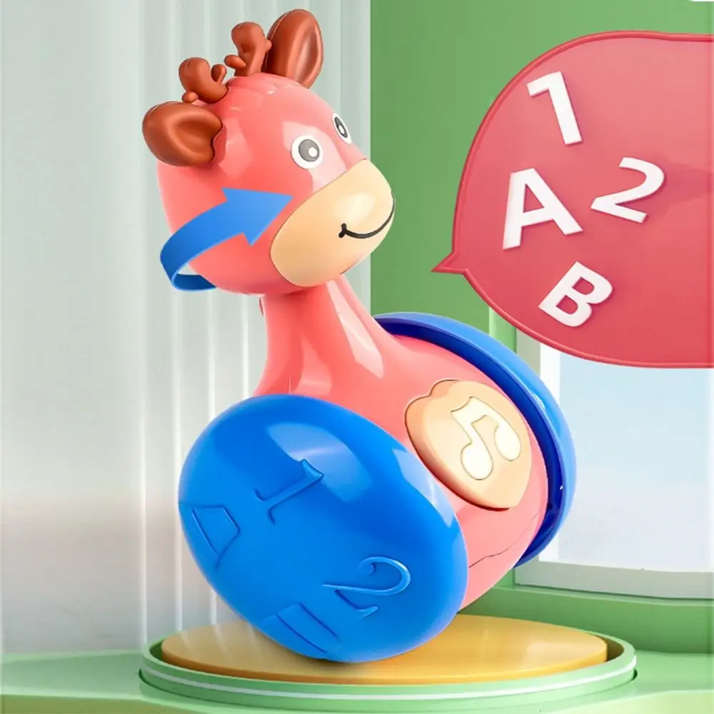 Creatieve Fawn Sliding Tumbler Speelgoed Vroeg Onderwijs Cartoon Dinosaurussen Tumbler Wobbler Interactieve Druk Piepend