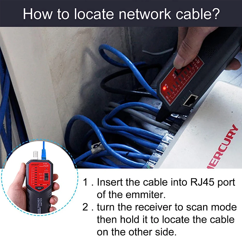Noyafa NF-268 Network Cable Tester STP/UTP Cable Tracker Support Continuity Test Wire Tracer with Locate Fault Distance
