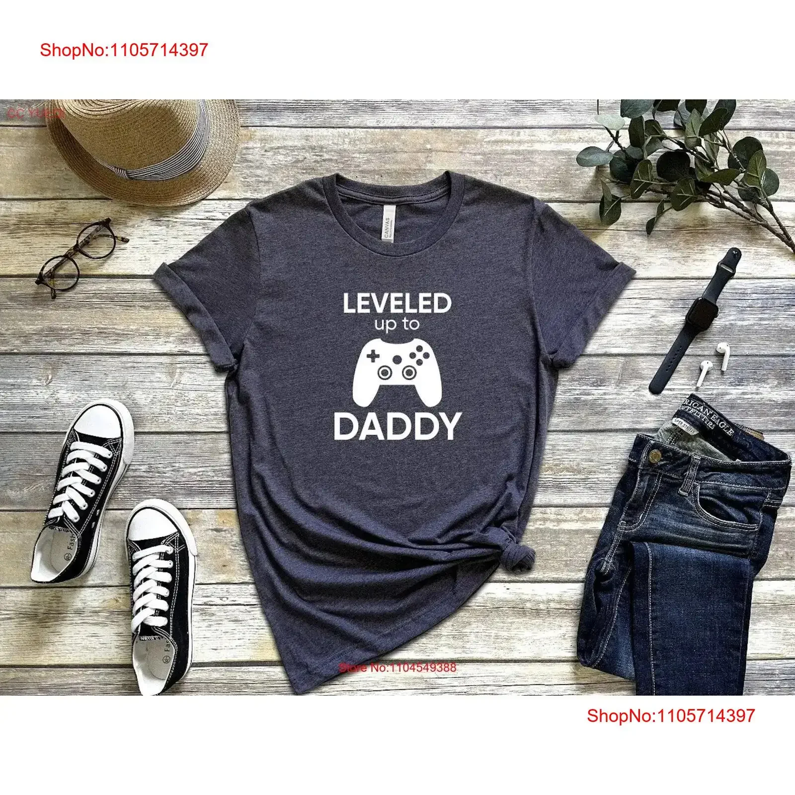 Leveled Up To Daddy T Shirt Father Announcement Christmas for Fathers Dads Classy Trending vintage Washed Breathable graphic
