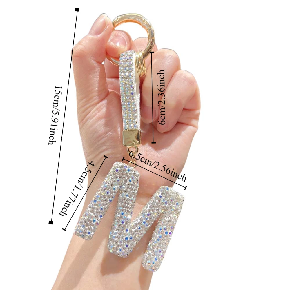 كامل الماس الماس الإنجليزية إلكتروني المفاتيح الإنجليزية حرف A إلى Z كريستال كبير قلادة قلادة فضية #5