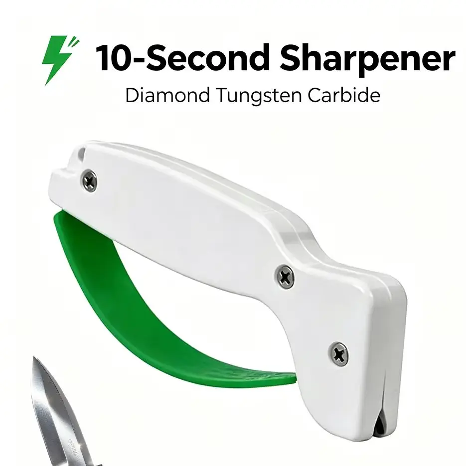 Handheld Carbide Knife Sharpener for Outdoor Camping & Garden Tools | Restores Straight, Serrated Knives, Lawnmower Blades