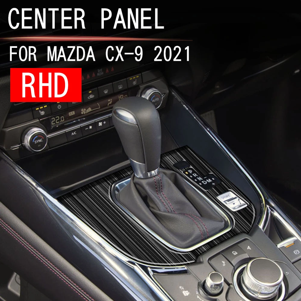 RHD dan LHD mobil baja nirkarat Panel pemindah gigi pusat stiker Panel kontrol modifikasi Interior untuk Mazda CX9 CX-9 2022 +