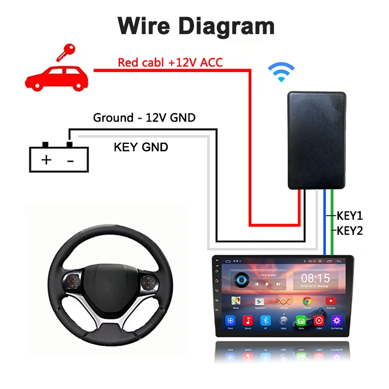 Botón de Control inalámbrico para volante de coche, 10 teclas, controles remotos de automóvil para Radio de coche, DVD, GPS, reproductor de