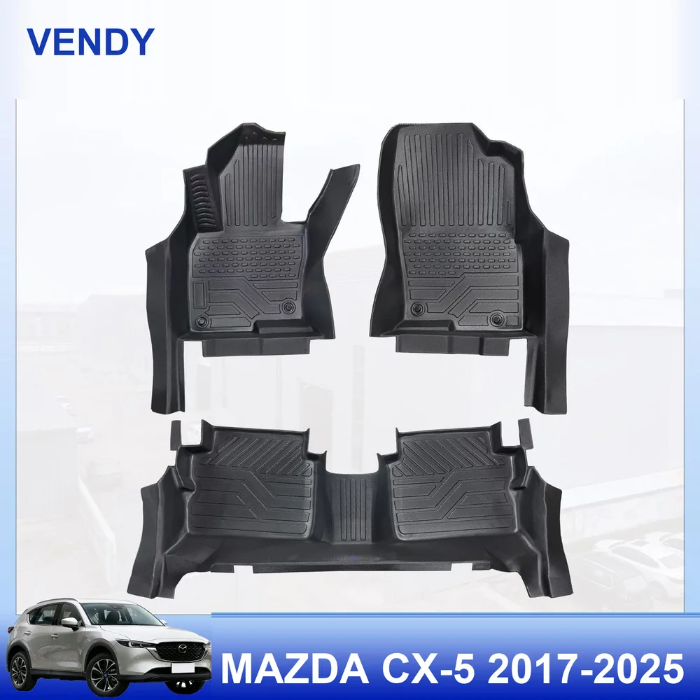 TPE Car Floor Mats Custom Fit for Mazda CX-5 2017-2025 Left Hand Drive Full Set All Weather Waterproof Easy to Clean