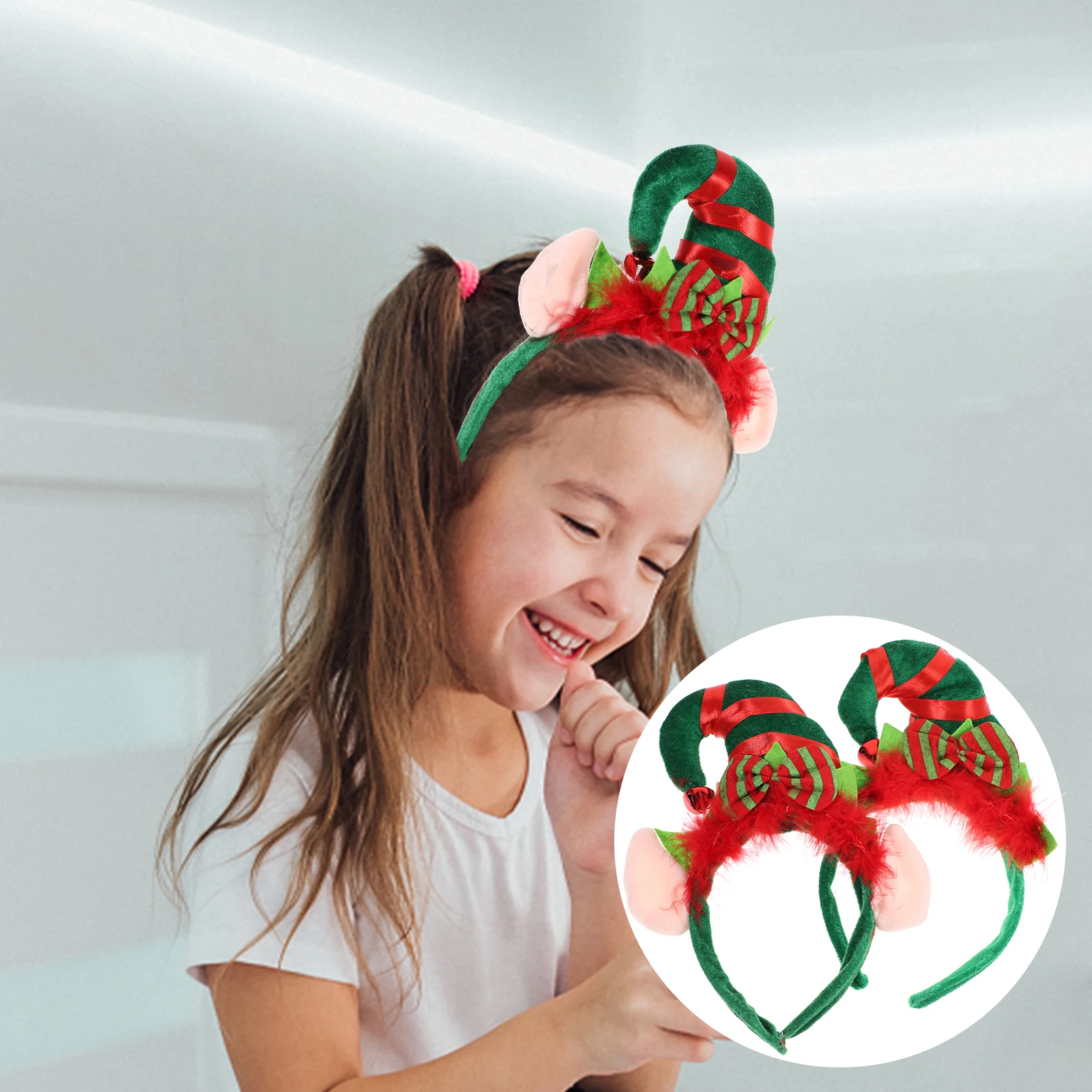 

2pcs Fairy Ears Christmas Hat Lightweight Comfortable Party Cosplay Stage Toddler Gifts Hair Christmas Hat Hairb Tool