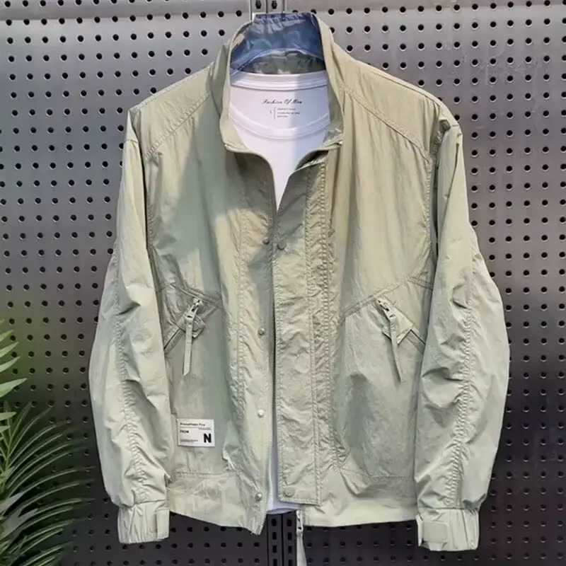 

Casual Men's Workwear Jaet Lightweight Stand Collar Qui Dry Summer Faion Outerwear Zipper Decorated Loose Fit Teenager