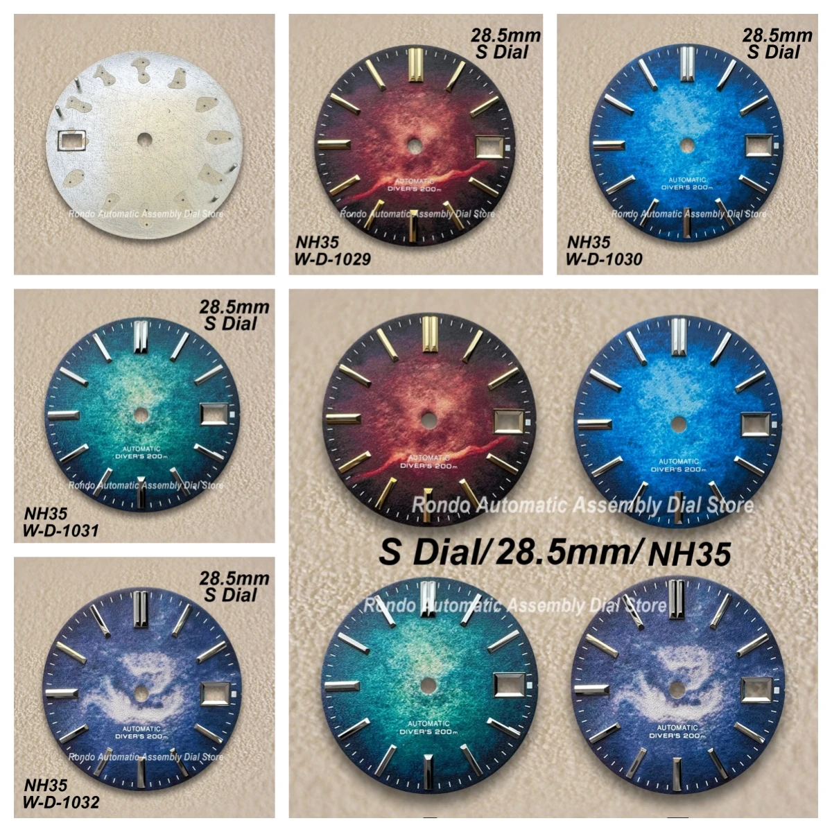 

28.5mm S Logo Dial Fit NH35 Japanese Movement Printing Colorful High-Quality Dial Watch Modification Accessories