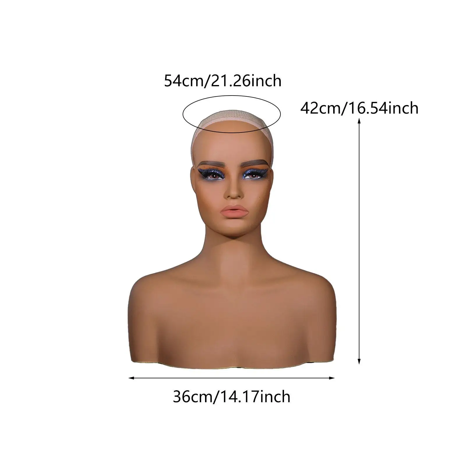 Realistic Mannequin Head, Hairpiece Head Model Multifunctional Hat Display Stand Holder with Shoulders for Hat Jewelry