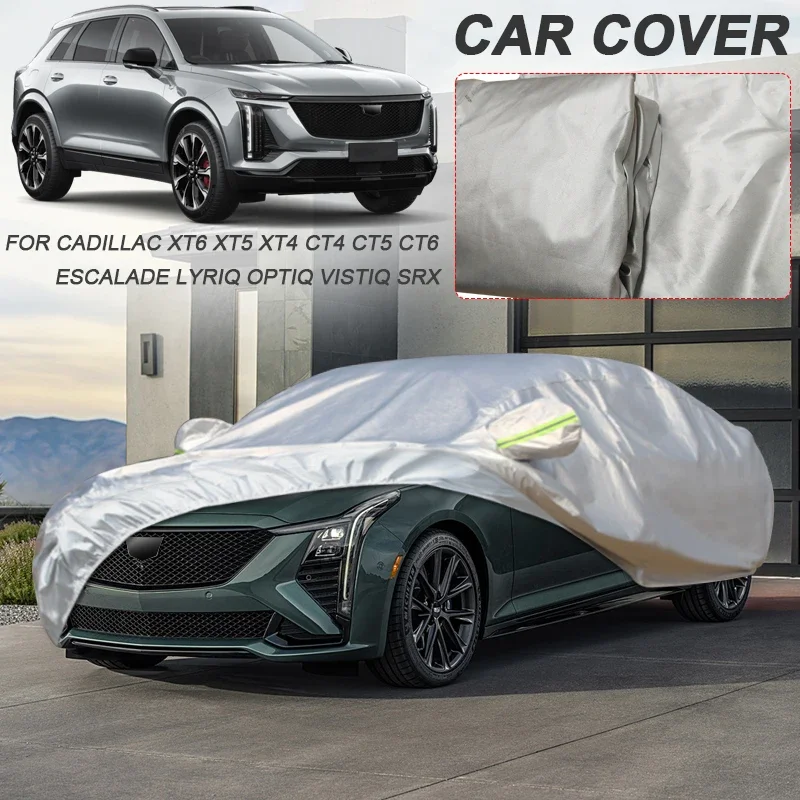 For CADILLAC CT4 CT5 CT6 ESCALADE LYRIQ OPTIQ SRX VISTIQ XT4 XT5 XT6 Polyester 210T Car Cover Waterproof Anti-Dust Accessory